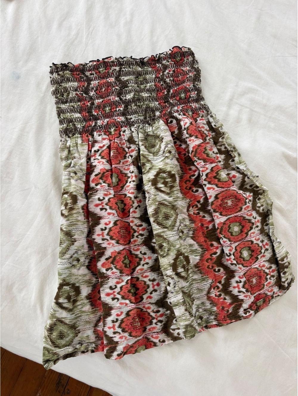 Francesca's patterned smocked skirt